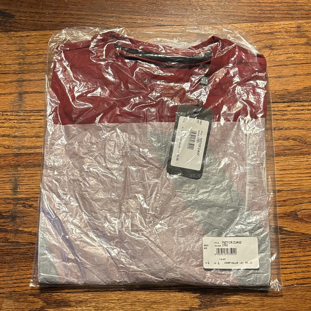 Men's Colorblock Crew Neck Shirt - Maroon and Light Gray